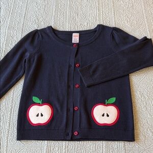 Gymboree Navy Cardigan with Apple Accents